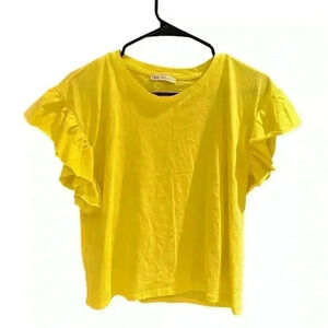 Zara Women's Yellow Blouse Small